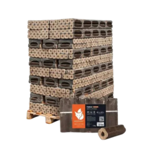 Heizfuxx PiniKay Quadro Hartholzbriketts eckig mit Zugloch 960 kg – 96 x 10 kg für Kamin und Ofen