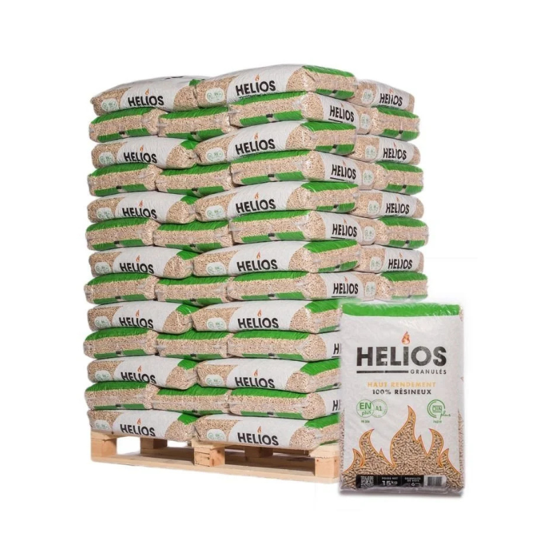 HELIOS Holzpellets Premium 15 kg – 65 Säcke (975 kg Palette) für Pelletöfen